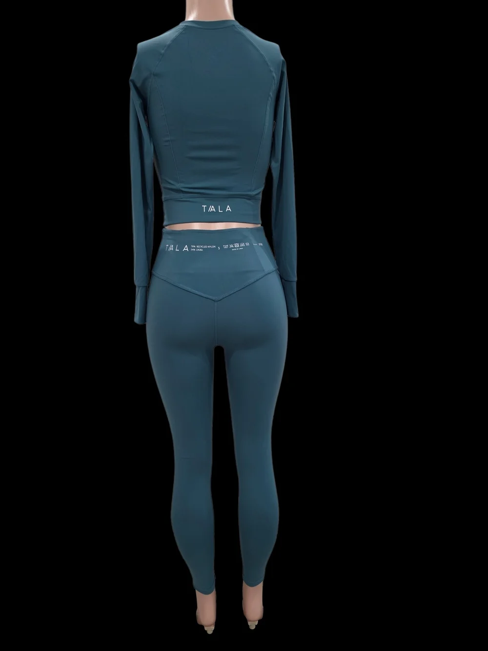 TALA SkinLuxe Teal Long Sleeve Cutout Top & Leggings Set Size S